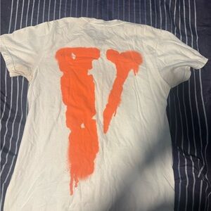 Stylish White and Orange Graphic Tee for Men